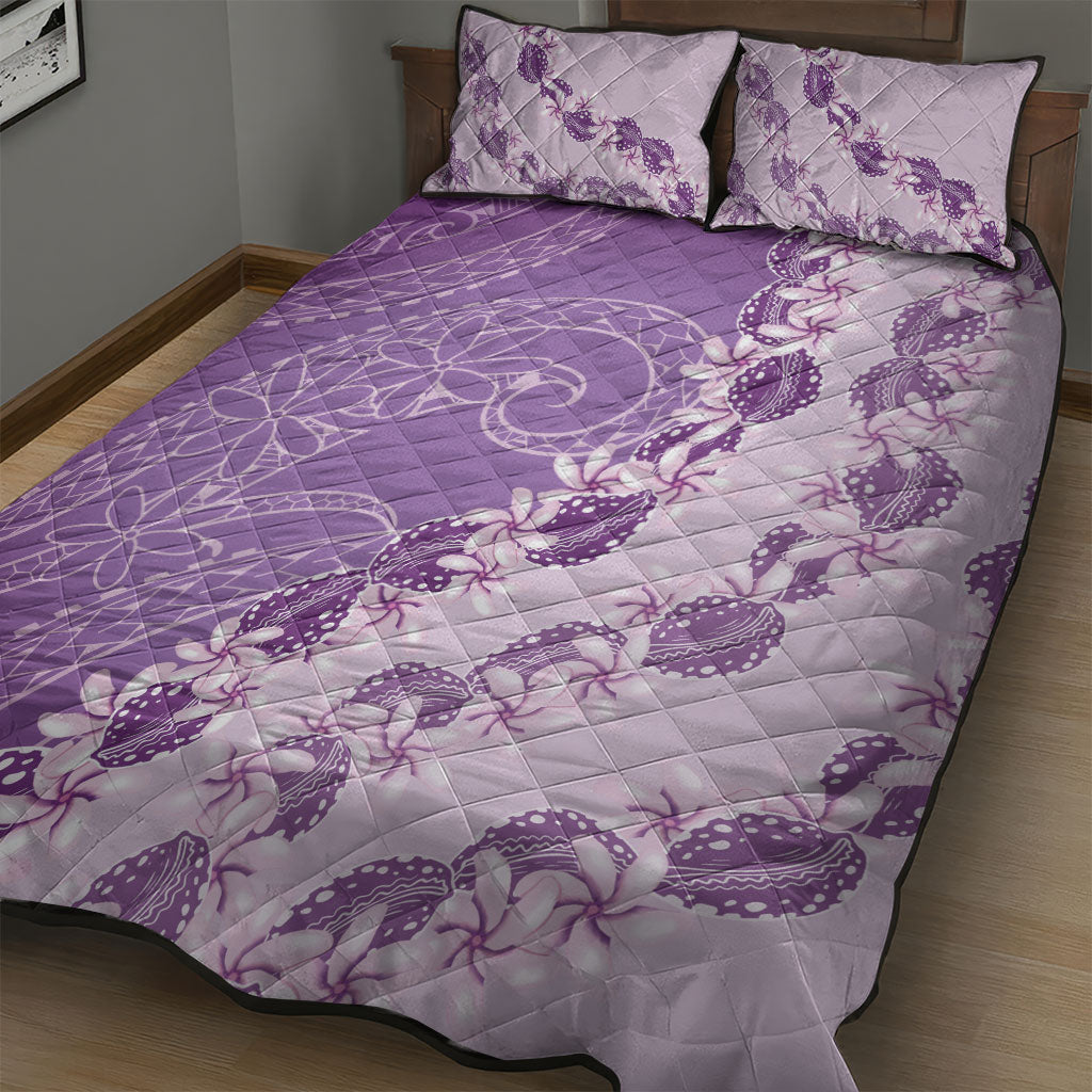 Heiva i Tahiti Quilt Bed Set Tahitian Tiare Maori Cowrie Lei Purple LT14 - Polynesian Pride