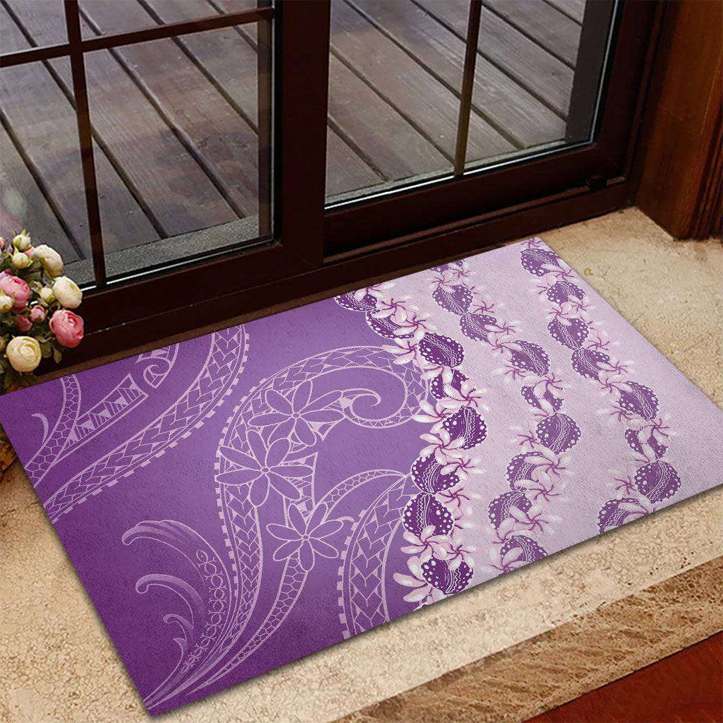 Heiva i Tahiti Rubber Doormat Tahitian Tiare Maori Cowrie Lei Purple LT14 - Polynesian Pride