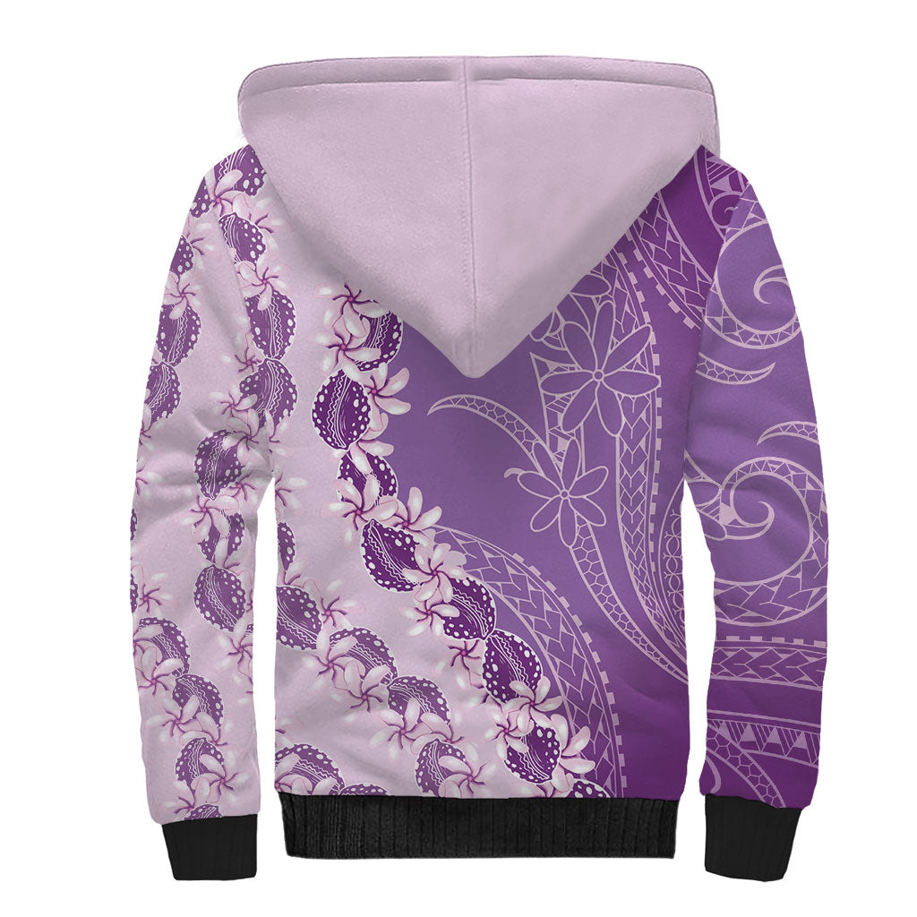 Heiva i Tahiti Sherpa Hoodie Tahitian Tiare Maori Cowrie Lei Purple LT14 - Polynesian Pride