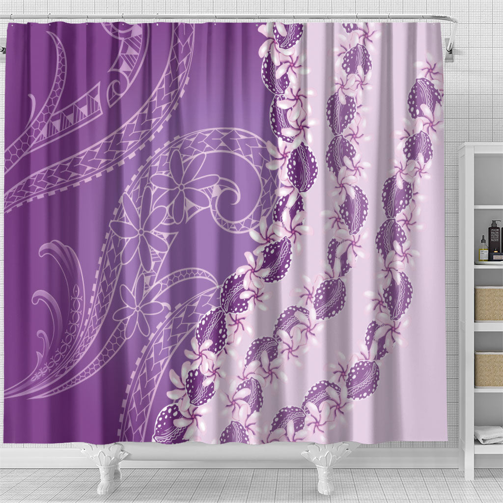 Heiva i Tahiti Shower Curtain Tahitian Tiare Maori Cowrie Lei Purple LT14 - Polynesian Pride