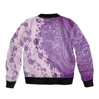 Heiva i Tahiti Sleeve Zip Bomber Jacket Tahitian Tiare Maori Cowrie Lei Purple LT14 - Polynesian Pride