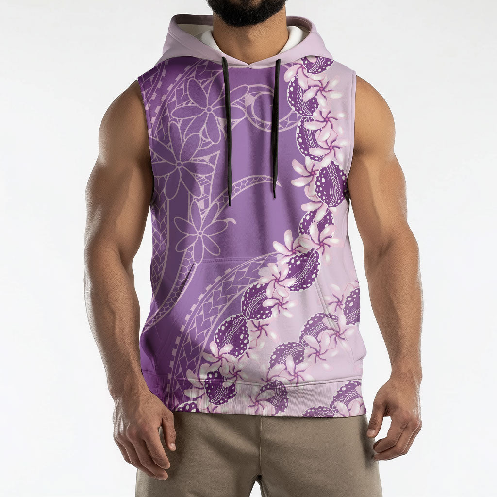 Heiva i Tahiti Sleeveless Hoodie Tahitian Tiare Maori Cowrie Lei Purple LT14 - Polynesian Pride
