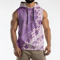 Heiva i Tahiti Sleeveless Hoodie Tahitian Tiare Maori Cowrie Lei Purple LT14 - Polynesian Pride