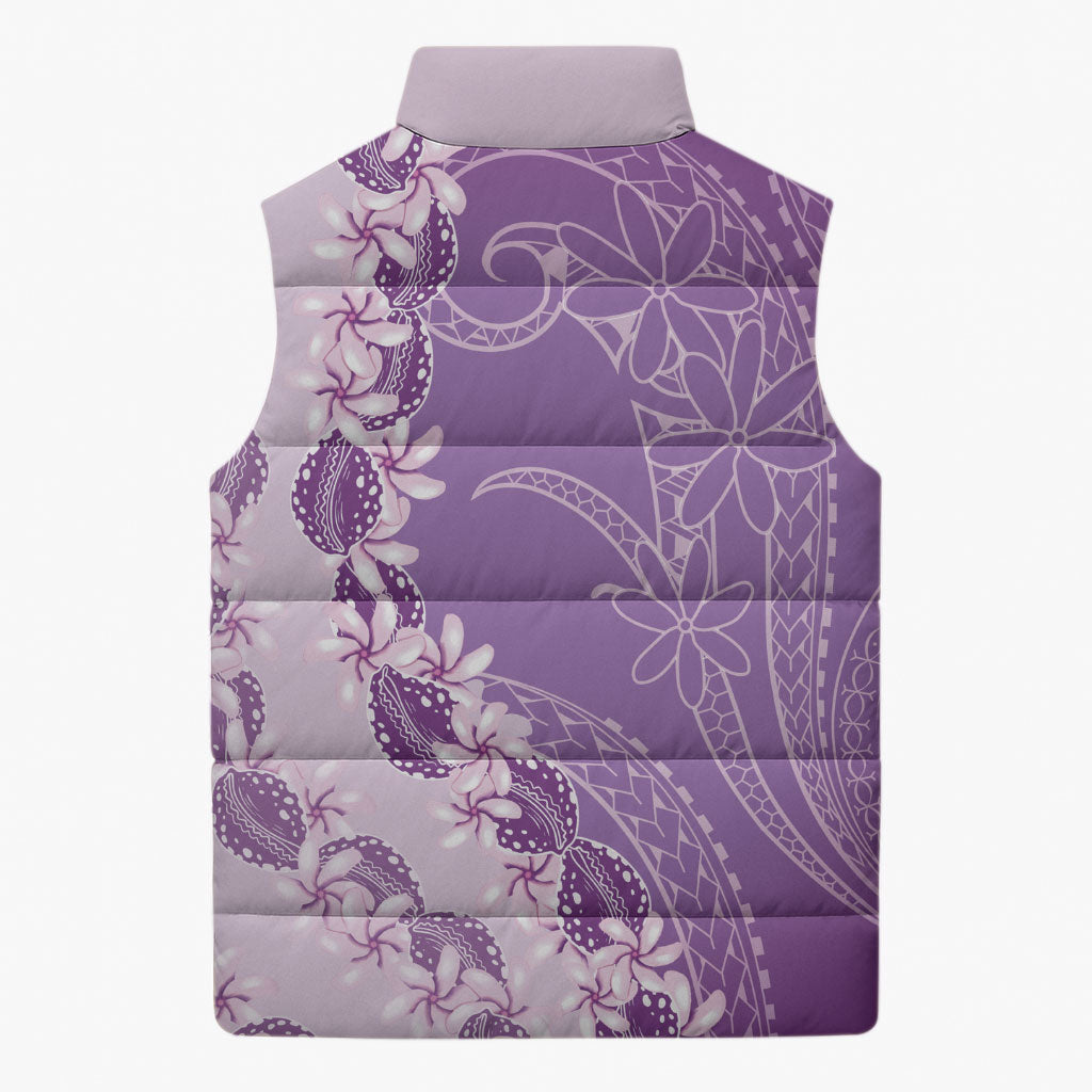 Heiva i Tahiti Sleeveless Puffer Jacket Tahitian Tiare Maori Cowrie Lei Purple LT14 - Polynesian Pride