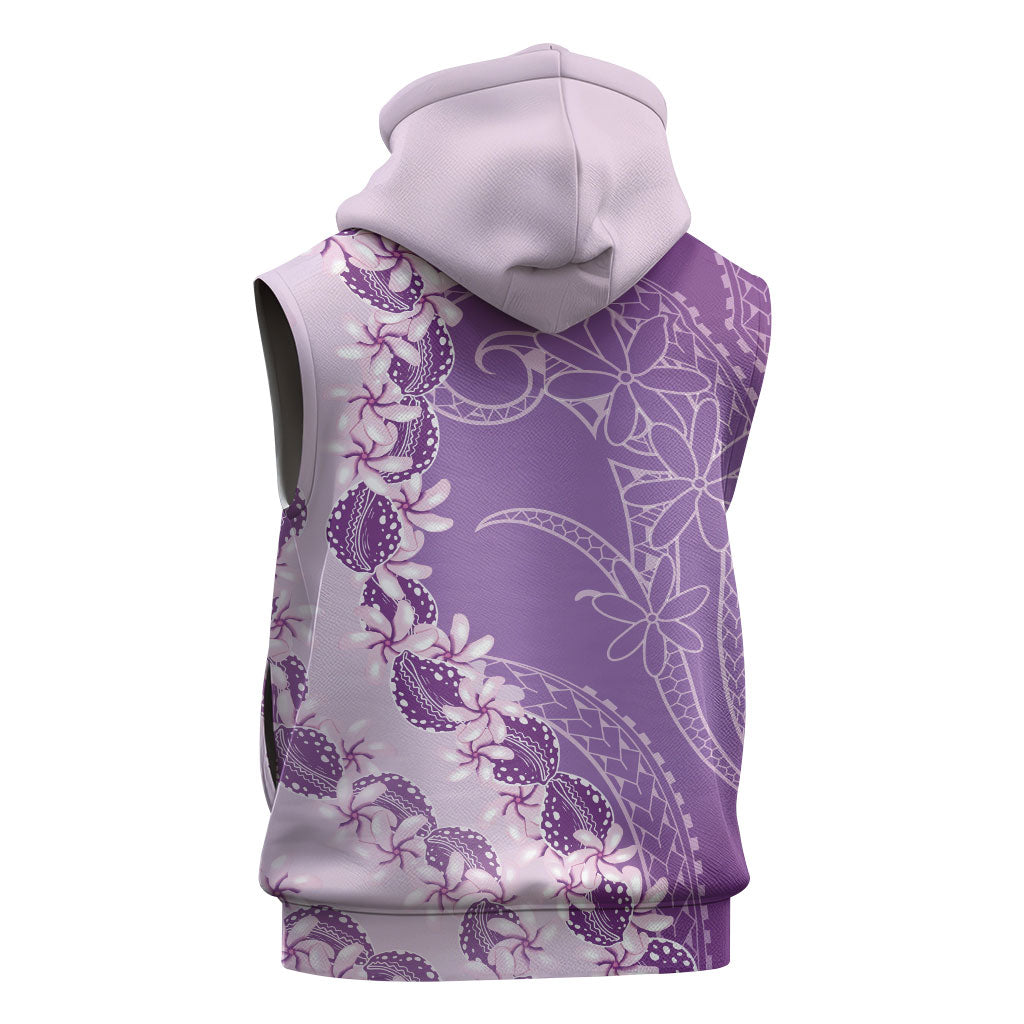 Heiva i Tahiti Sleeveless Zip Hoodie Tahitian Tiare Maori Cowrie Lei Purple LT14 - Polynesian Pride