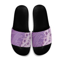 Heiva i Tahiti Slide Sandals Tahitian Tiare Maori Cowrie Lei Purple LT14 Purple - Polynesian Pride