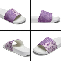 Heiva i Tahiti Slide Sandals Tahitian Tiare Maori Cowrie Lei Purple LT14 - Polynesian Pride