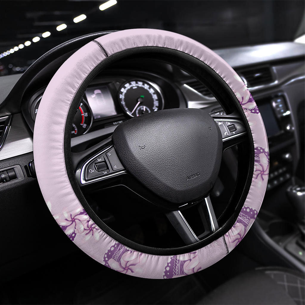 Heiva i Tahiti Steering Wheel Cover Tahitian Tiare Maori Cowrie Lei Purple LT14 Universal Fit Purple - Polynesian Pride