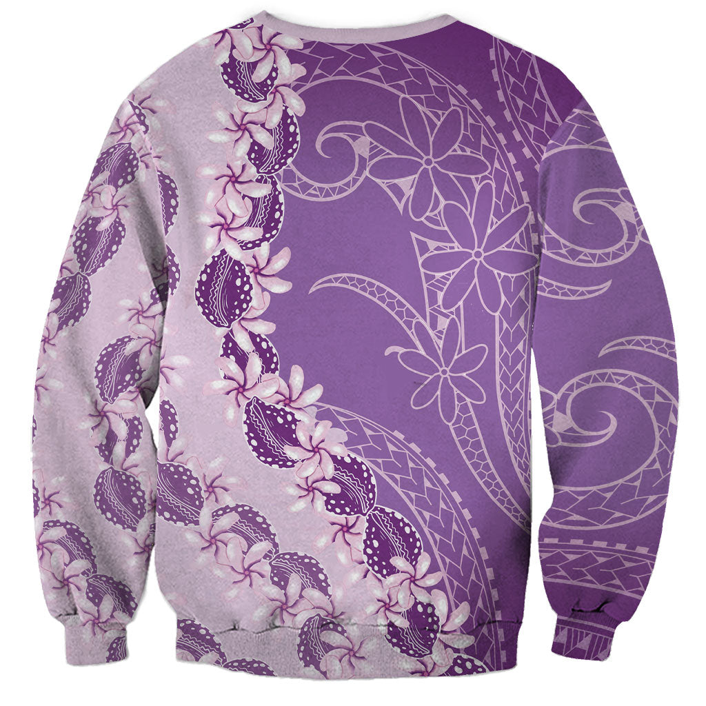 Heiva i Tahiti Sweatshirt Tahitian Tiare Maori Cowrie Lei Purple LT14 - Polynesian Pride