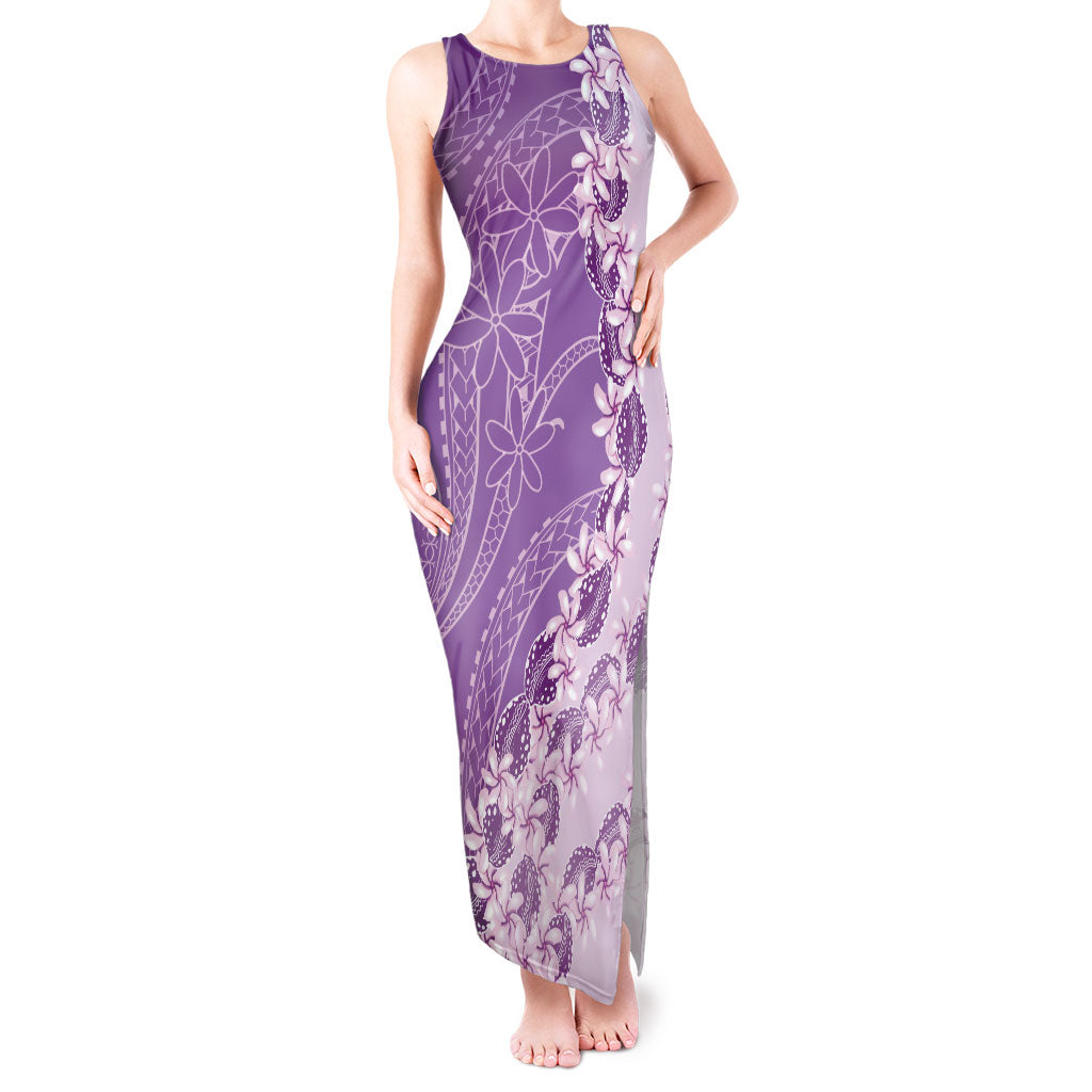 Heiva i Tahiti Tank Maxi Dress Tahitian Tiare Maori Cowrie Lei Purple LT14 Women Purple - Polynesian Pride