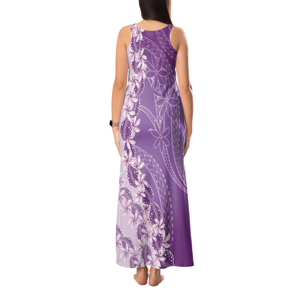 Heiva i Tahiti Tank Maxi Dress Tahitian Tiare Maori Cowrie Lei Purple LT14 - Polynesian Pride