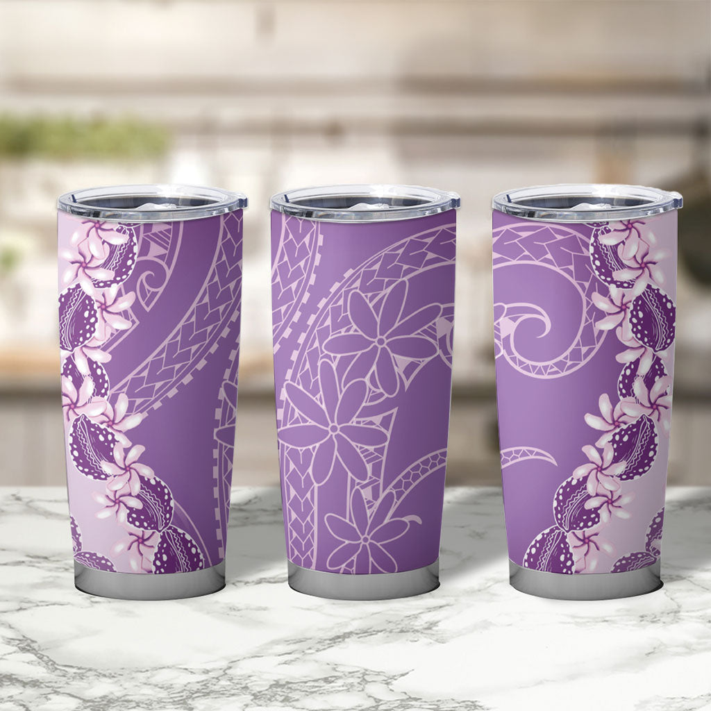 Heiva i Tahiti Tumbler Cup Tahitian Tiare Maori Cowrie Lei Purple LT14 - Polynesian Pride