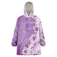 Heiva i Tahiti Wearable Blanket Hoodie Tahitian Tiare Maori Cowrie Lei Purple LT14 One Size Purple - Polynesian Pride