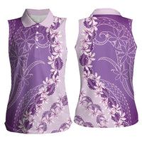 Heiva i Tahiti Women Sleeveless Polo Shirt Tahitian Tiare Maori Cowrie Lei Purple LT14 - Polynesian Pride