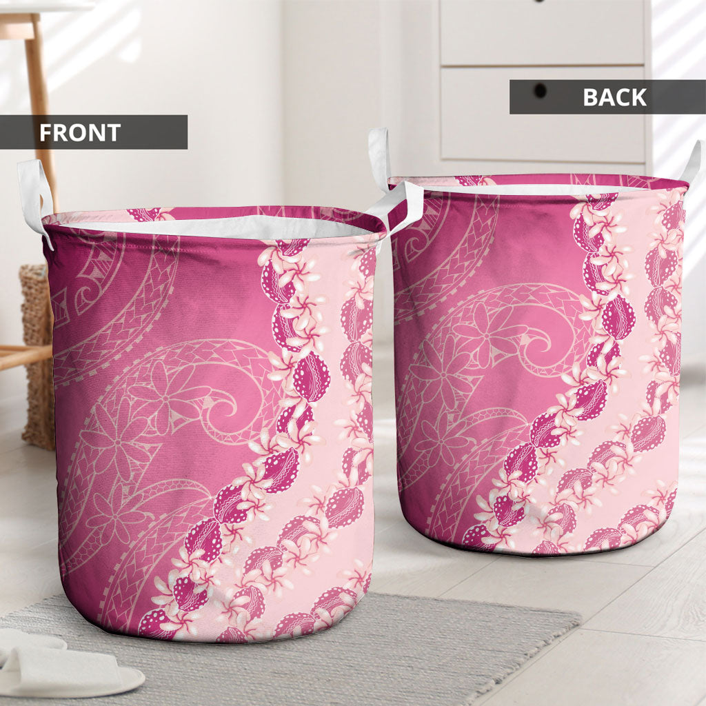 Heiva i Tahiti Laundry Basket Tahitian Tiare Maori Cowrie Lei Pink