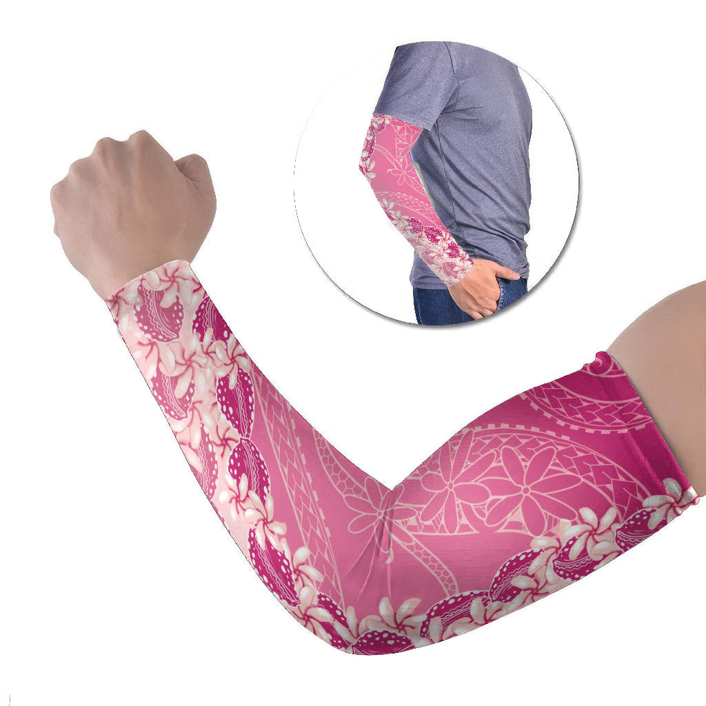 Heiva i Tahiti Arm Sleeves Tahitian Tiare Maori Cowrie Lei Pink LT14 Set of 2 Pink - Polynesian Pride