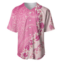Heiva i Tahiti Baseball Jersey Tahitian Tiare Maori Cowrie Lei Pink LT14 Pink - Polynesian Pride