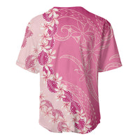 Heiva i Tahiti Baseball Jersey Tahitian Tiare Maori Cowrie Lei Pink LT14 - Polynesian Pride