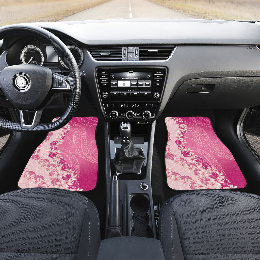 Heiva i Tahiti Car Mats Tahitian Tiare Maori Cowrie Lei Pink LT14 Set 2pcs - Front Pink - Polynesian Pride