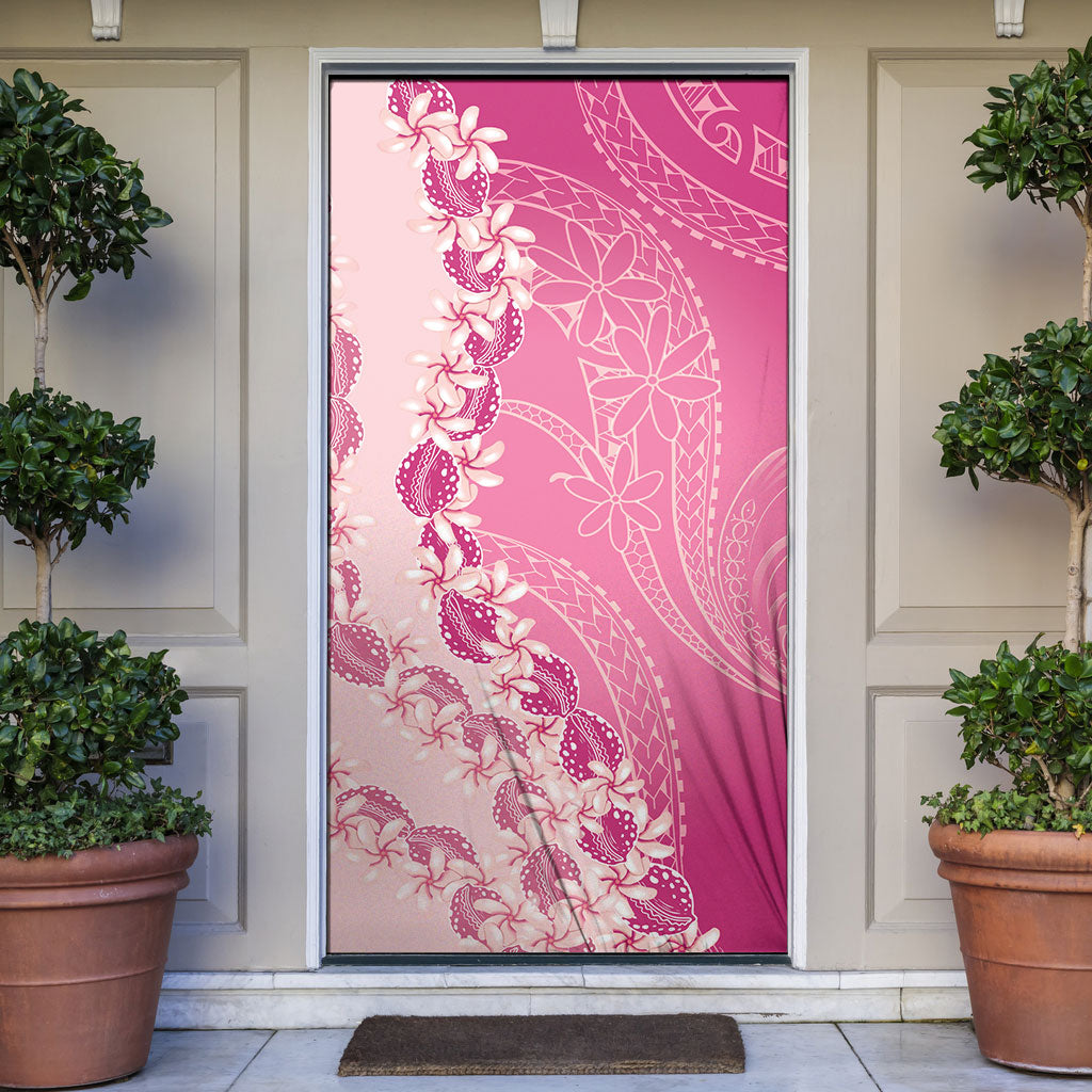 Heiva i Tahiti Door Cover Tahitian Tiare Maori Cowrie Lei Pink LT14 Pink - Polynesian Pride