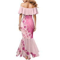 Heiva i Tahiti Family Matching Mermaid Dress and Hawaiian Shirt Tahitian Tiare Maori Cowrie Lei Pink LT14 - Polynesian Pride
