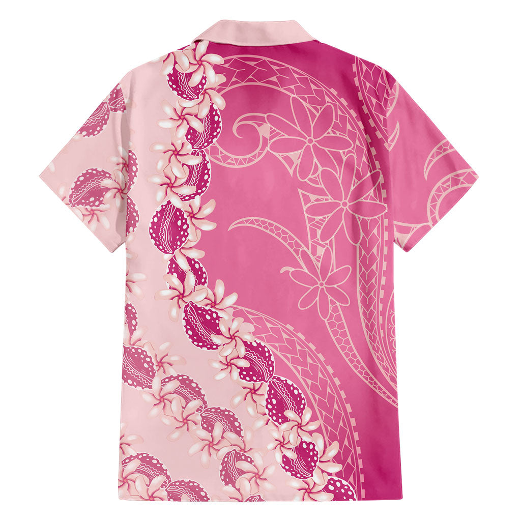 Heiva i Tahiti Family Matching Off Shoulder Short Dress and Hawaiian Shirt Tahitian Tiare Maori Cowrie Lei Pink LT14 - Polynesian Pride