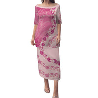 Heiva i Tahiti Family Matching Puletasi and Hawaiian Shirt Tahitian Tiare Maori Cowrie Lei Pink LT14 Mom's Dress Pink - Polynesian Pride