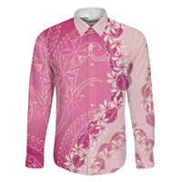 Heiva i Tahiti Family Matching Short Sleeve Bodycon Dress and Hawaiian Shirt Tahitian Tiare Maori Cowrie Lei Pink LT14 Dad's Shirt - Long Sleeve Pink - Polynesian Pride