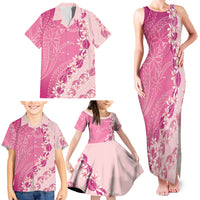 Heiva i Tahiti Family Matching Tank Maxi Dress and Hawaiian Shirt Tahitian Tiare Maori Cowrie Lei Pink LT14 - Polynesian Pride