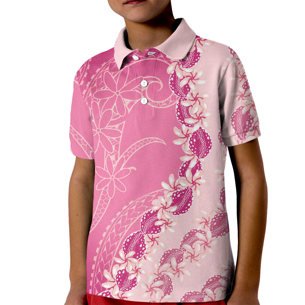 Heiva i Tahiti Kid Polo Shirt Tahitian Tiare Maori Cowrie Lei Pink LT14 Kid Pink - Polynesian Pride