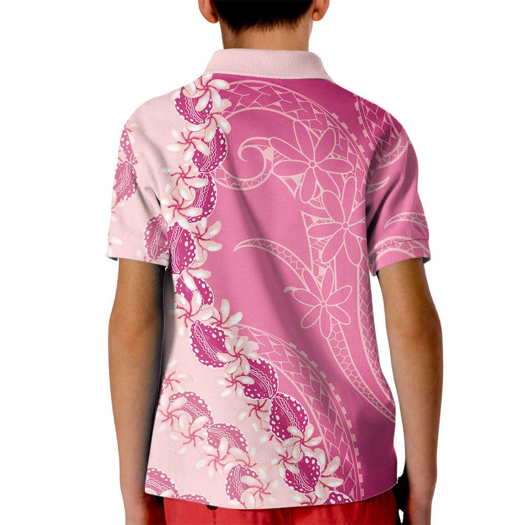 Heiva i Tahiti Kid Polo Shirt Tahitian Tiare Maori Cowrie Lei Pink LT14 - Polynesian Pride