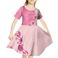Heiva i Tahiti Kid Short Sleeve Dress Tahitian Tiare Maori Cowrie Lei Pink LT14 - Polynesian Pride