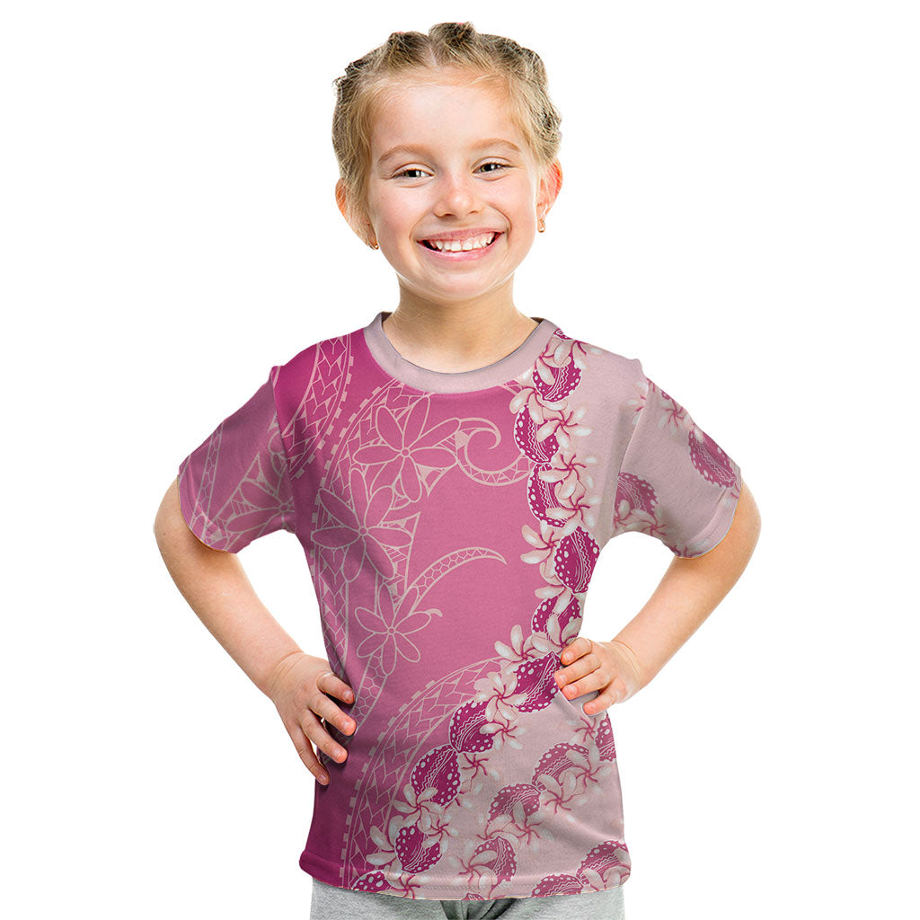 Heiva i Tahiti Kid T Shirt Tahitian Tiare Maori Cowrie Lei Pink LT14 Pink - Polynesian Pride