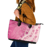 Heiva i Tahiti Leather Tote Bag Tahitian Tiare Maori Cowrie Lei Pink LT14 Pink - Polynesian Pride