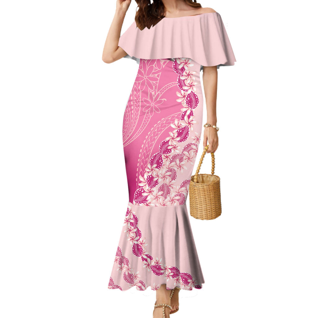 Heiva i Tahiti Mermaid Dress Tahitian Tiare Maori Cowrie Lei Pink