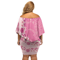 Heiva i Tahiti Off Shoulder Short Dress Tahitian Tiare Maori Cowrie Lei Pink LT14 - Polynesian Pride