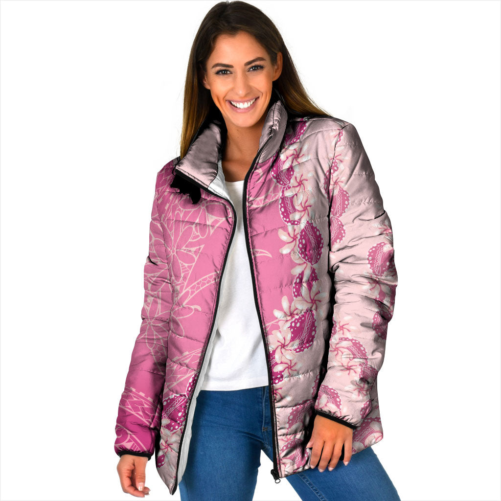 Heiva i Tahiti Padded Jacket Tahitian Tiare Maori Cowrie Lei Pink