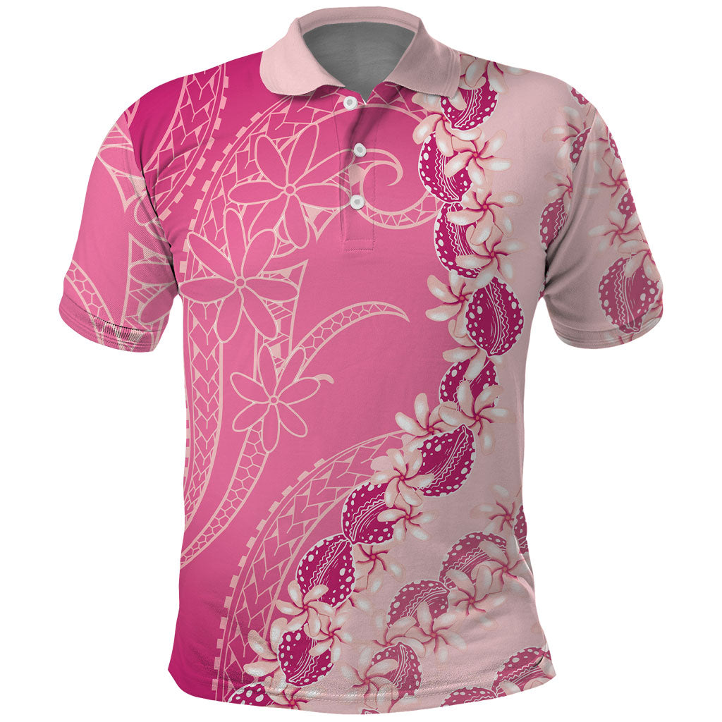 Heiva i Tahiti Polo Shirt Tahitian Tiare Maori Cowrie Lei Pink LT14 Pink - Polynesian Pride