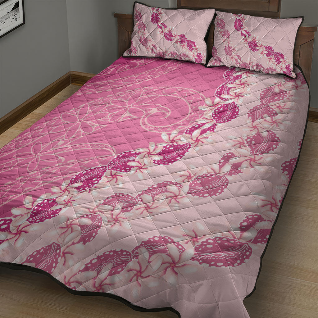 Heiva i Tahiti Quilt Bed Set Tahitian Tiare Maori Cowrie Lei Pink LT14 - Polynesian Pride