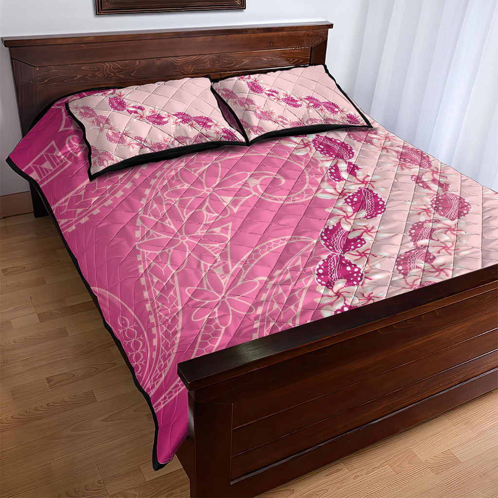 Heiva i Tahiti Quilt Bed Set Tahitian Tiare Maori Cowrie Lei Pink LT14 - Polynesian Pride