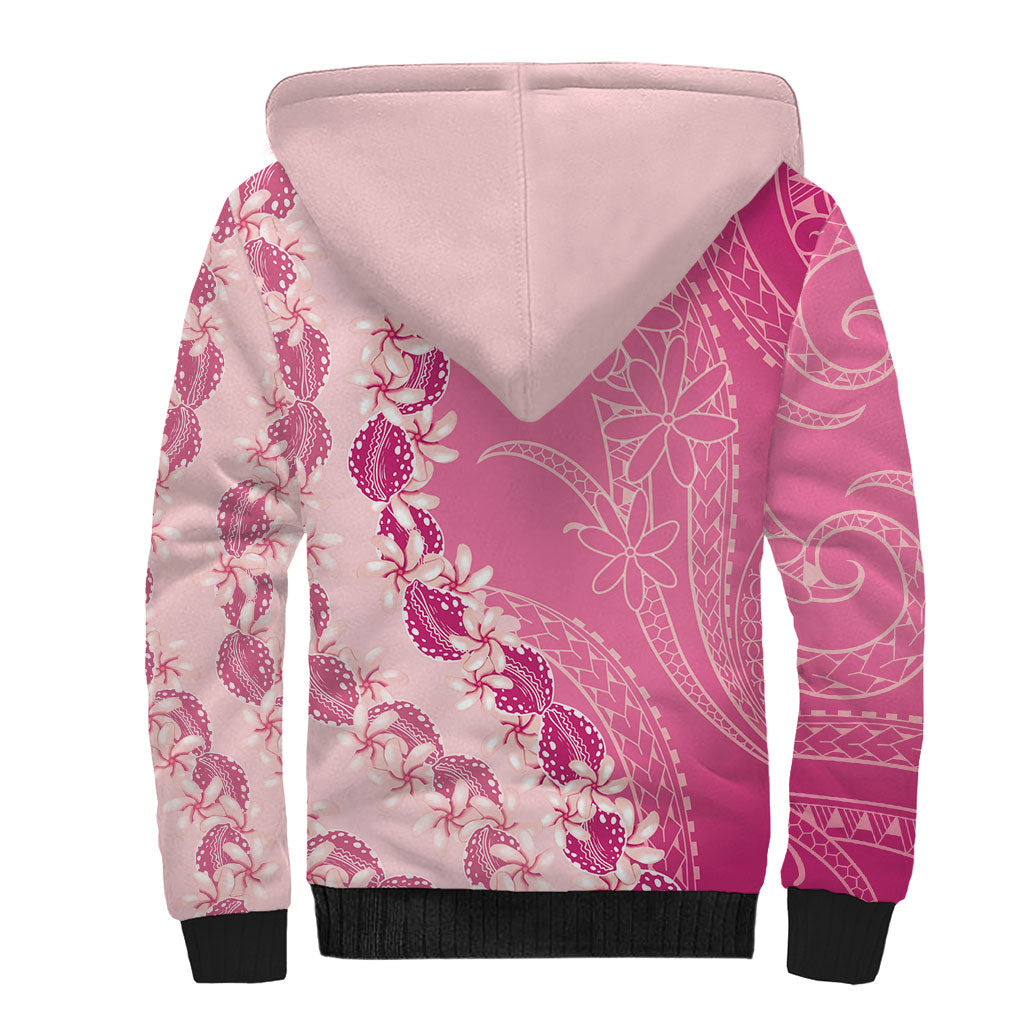 Heiva i Tahiti Sherpa Hoodie Tahitian Tiare Maori Cowrie Lei Pink LT14 - Polynesian Pride