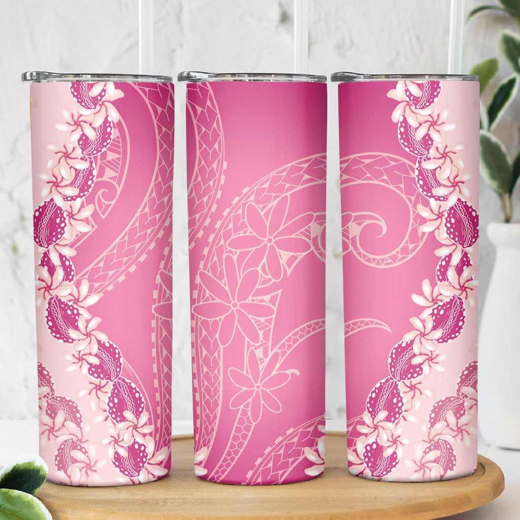 Heiva i Tahiti Skinny Tumbler Tahitian Tiare Maori Cowrie Lei Pink LT14 - Polynesian Pride