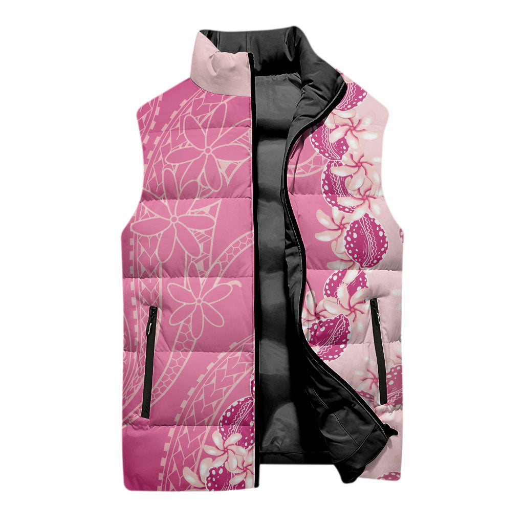 Heiva i Tahiti Sleeveless Puffer Jacket Tahitian Tiare Maori Cowrie Lei Pink LT14 - Polynesian Pride