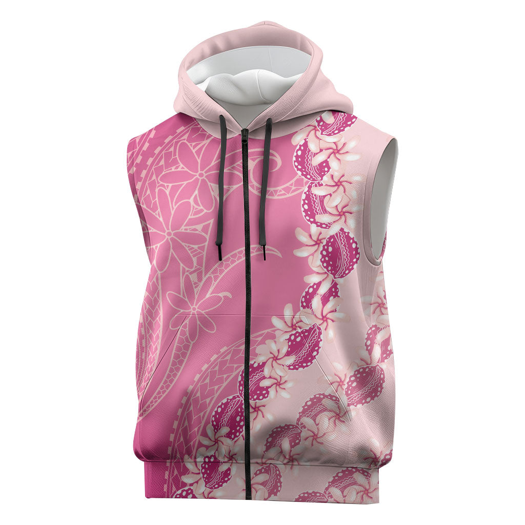 Heiva i Tahiti Sleeveless Zip Hoodie Tahitian Tiare Maori Cowrie Lei Pink LT14 Pink - Polynesian Pride