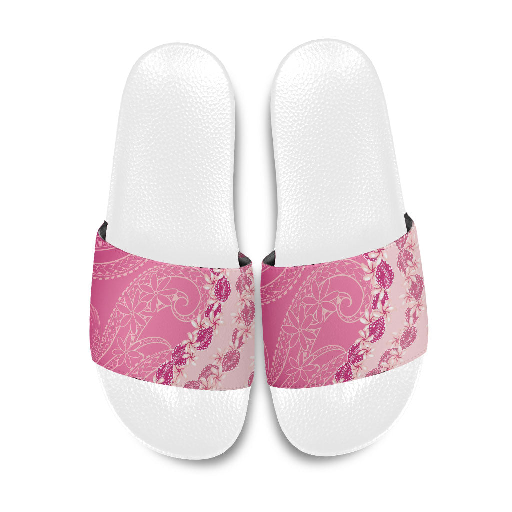Heiva i Tahiti Slide Sandals Tahitian Tiare Maori Cowrie Lei Pink LT14 Pink - Polynesian Pride