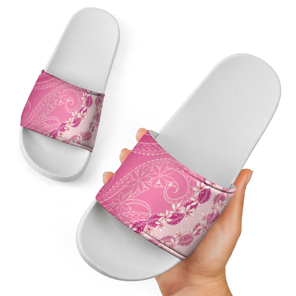 Heiva i Tahiti Slide Sandals Tahitian Tiare Maori Cowrie Lei Pink LT14 - Polynesian Pride