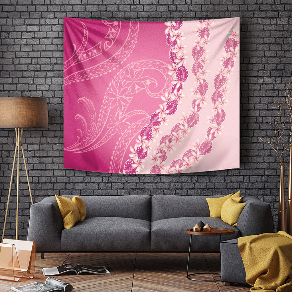 Heiva i Tahiti Tapestry Tahitian Tiare Maori Cowrie Lei Pink