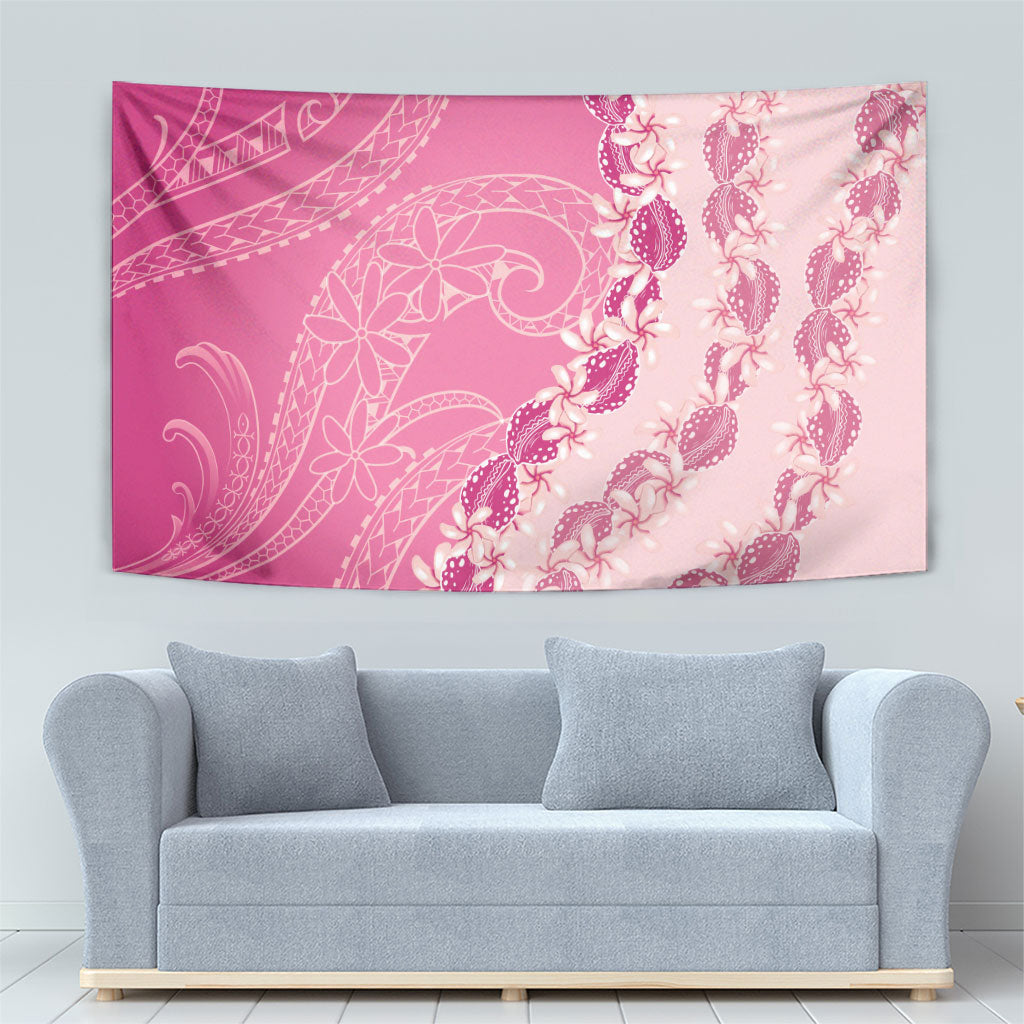 Heiva i Tahiti Tapestry Tahitian Tiare Maori Cowrie Lei Pink