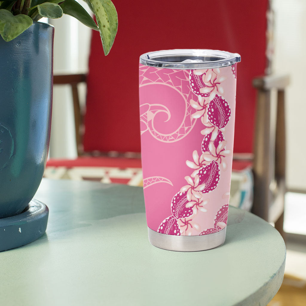 Heiva i Tahiti Tumbler Cup Tahitian Tiare Maori Cowrie Lei Pink LT14 - Polynesian Pride