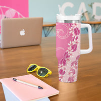 Heiva i Tahiti Tumbler With Handle Tahitian Tiare Maori Cowrie Lei Pink LT14 - Polynesian Pride